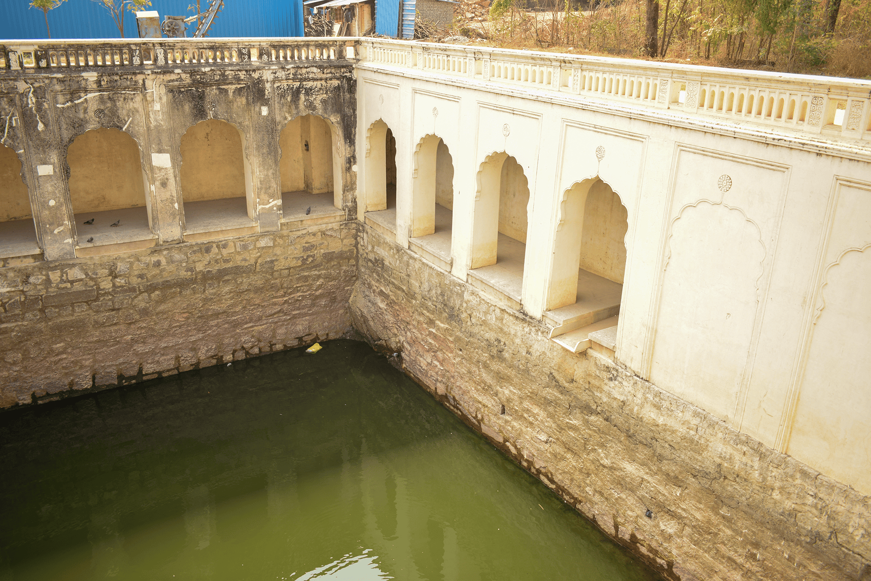 Ancient stepwell with ornate architecture