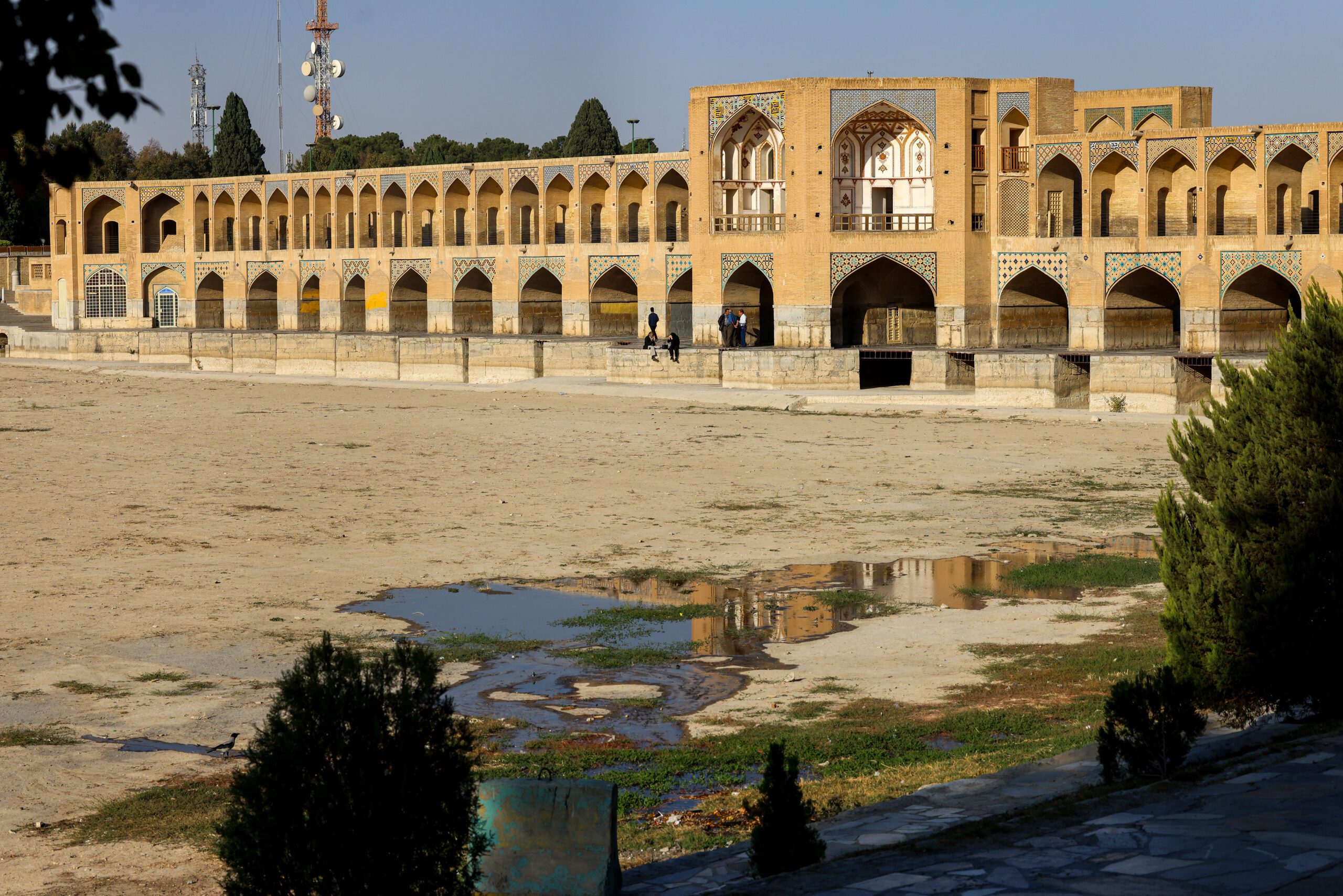 Architectural landmark with arches and reflections